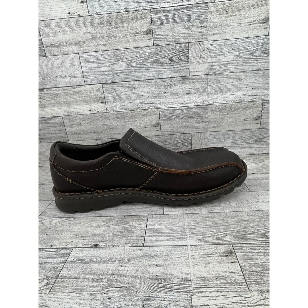 Clarks Mens Size‎ 12 W Brown Leather Slip On Soft Cushion Comfort Loafer Shoes